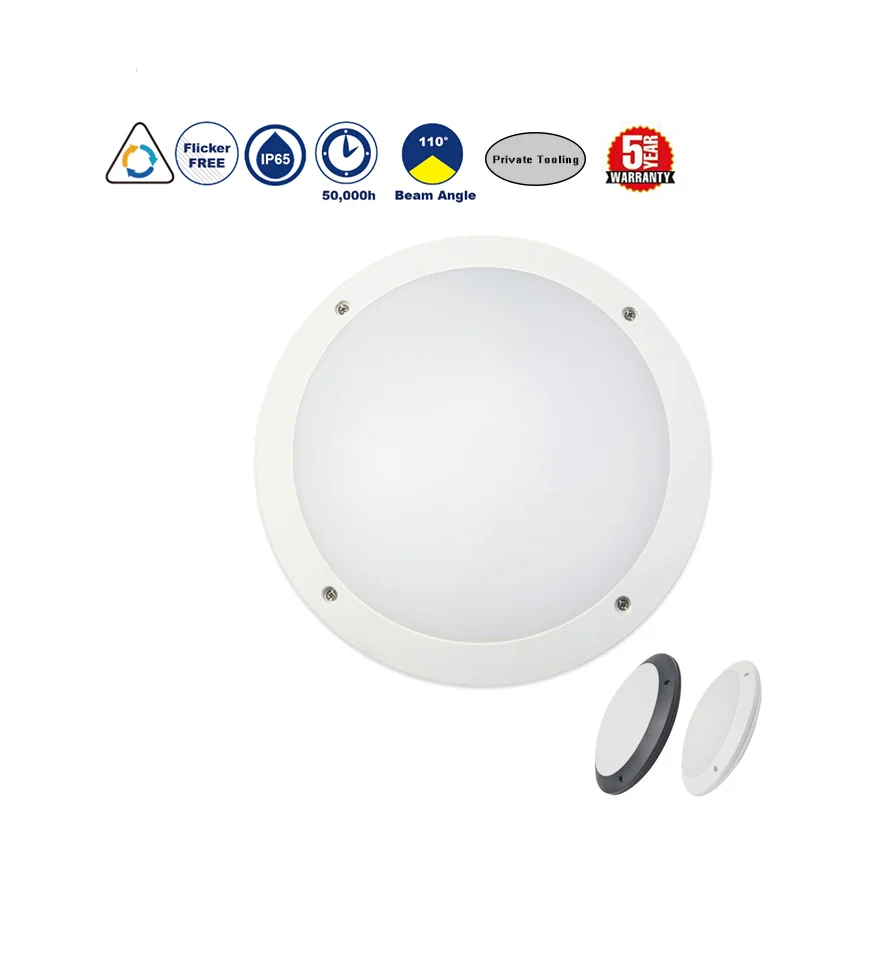 Новый дизайн 3CCT ABS + PP перегородка коридора Водонепроницаемая IP65 IK10 Круглый Белый Черный сенсорный потолочный светодиодный светильник