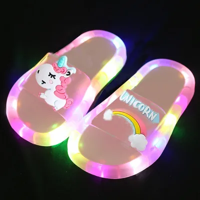 2021 amazon hot selling cartoon design girls slippers boys light up shoes kids LED baby sandals & slippers