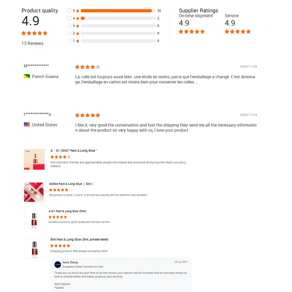 Gollee Fast Drying Waterproof 5ml/10ml Polyacrylate Eyelash Adhesive Eyelash Perm Glue Lash Glue Adhesive Eyelash Glue