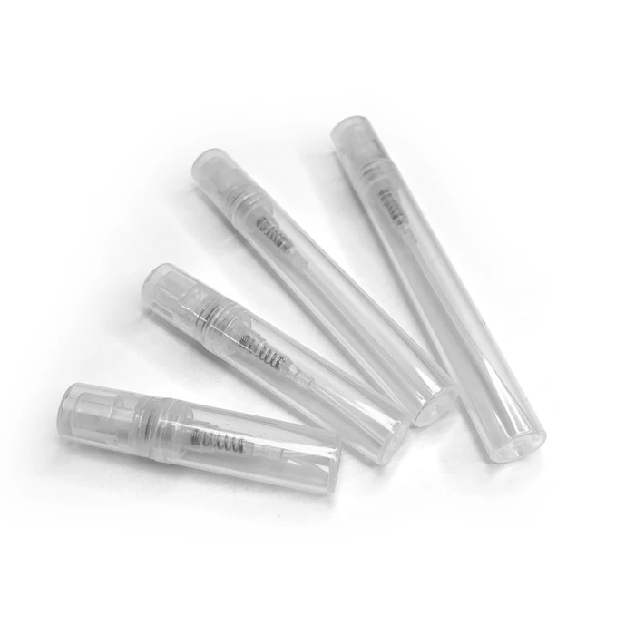 2ml 3ml 4ml 5ml white clear plastic portable atomizer spray bottle refillable plastic perfume bottle with crimp cap