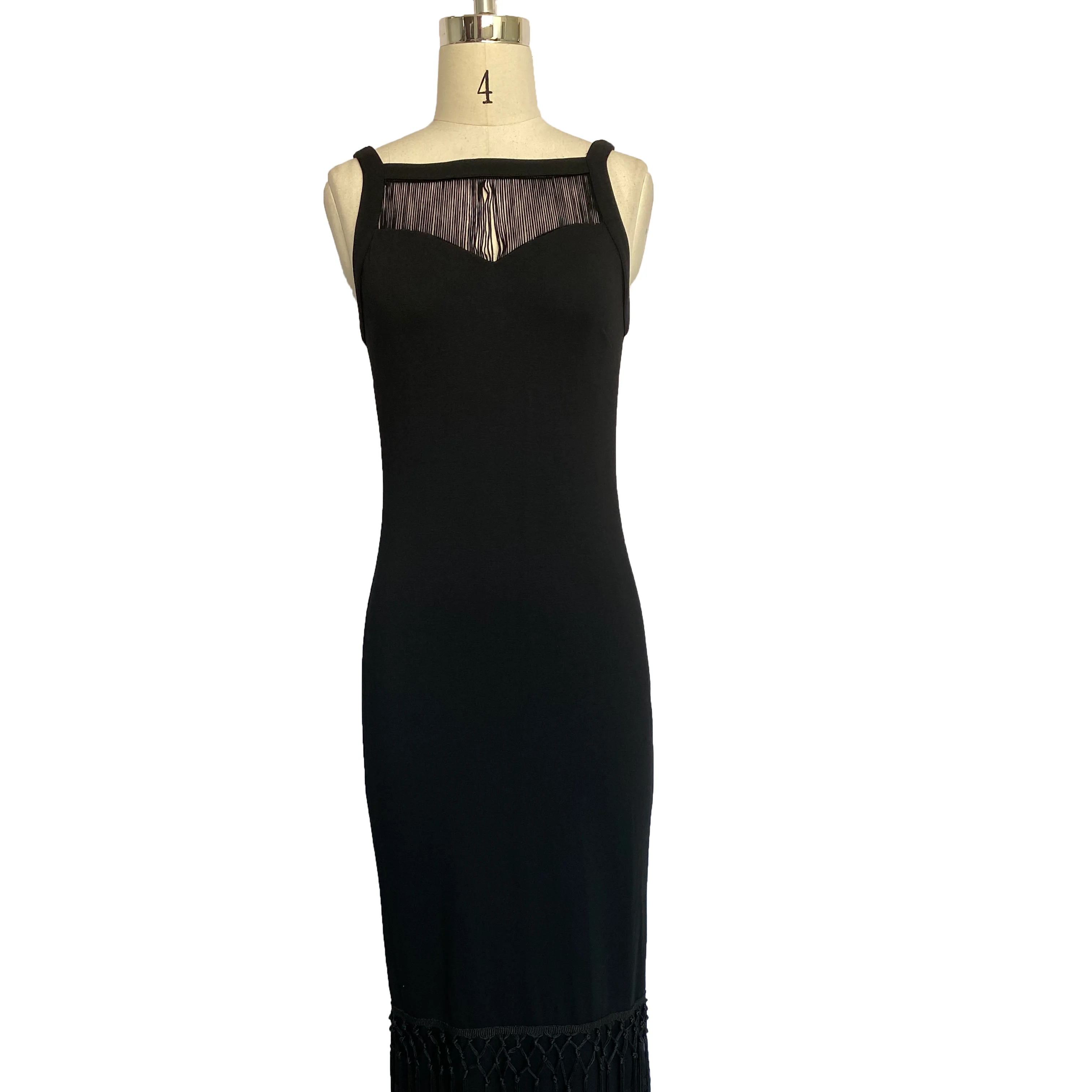 Popular promotional distinctive fringe bandage  Fashion ladies sexy black eveening dress