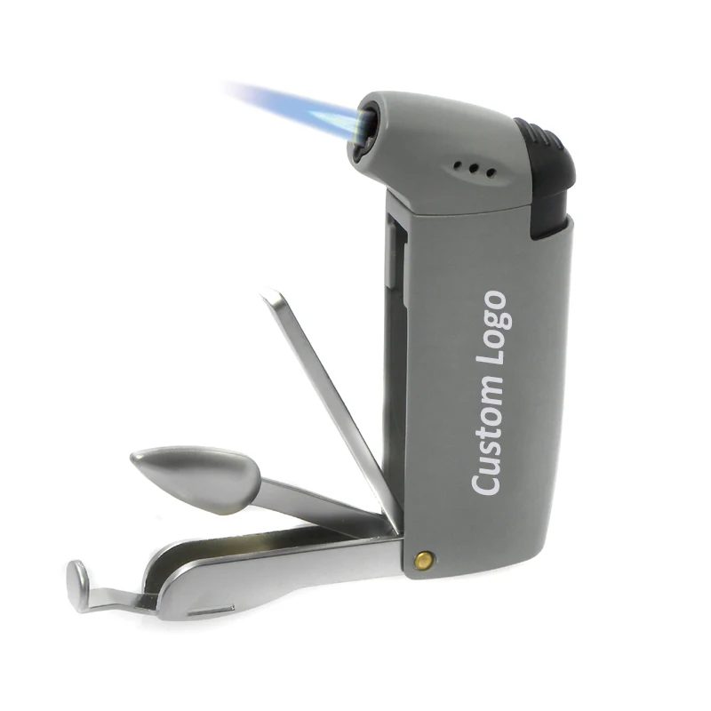 Wholesale custom inflatable torch lighter refillable butane gas jet flame cigar lighter for Pipes BBQ Camping