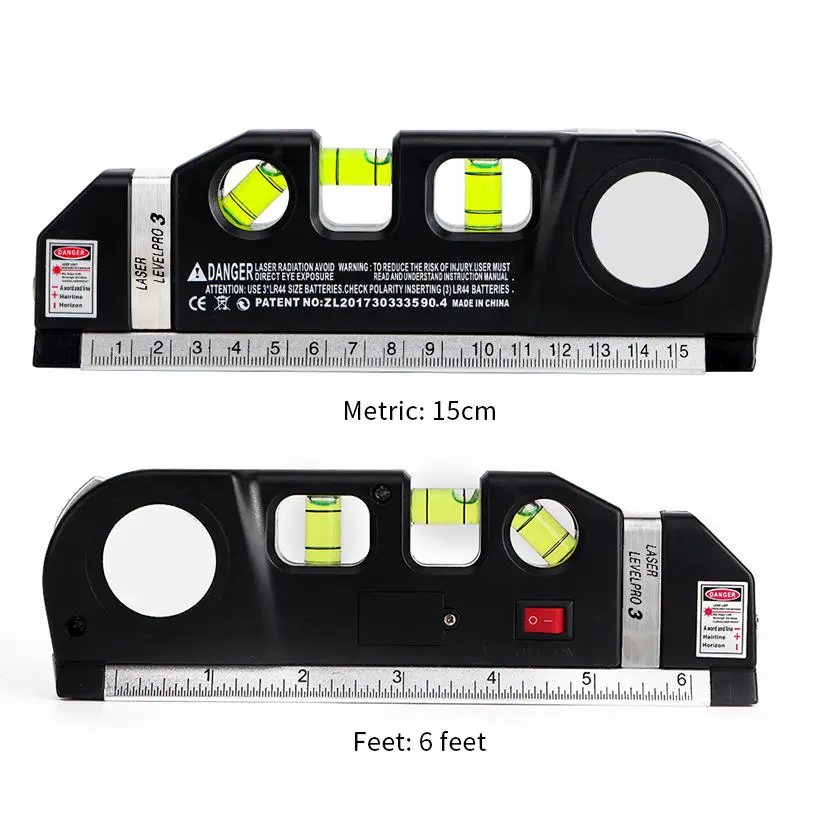 Laser Horizon Vertical Measure Tape Portable Home Decoration Tool Tape LV03 Measure Laser Level Black OEM
