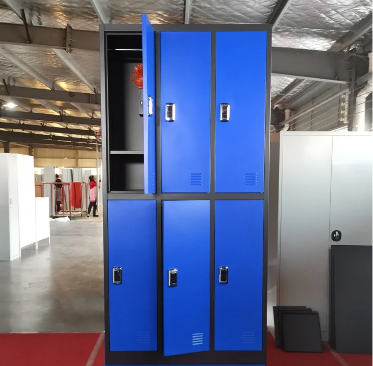 High Quality Blue metal 6 door steel  locker cabinet