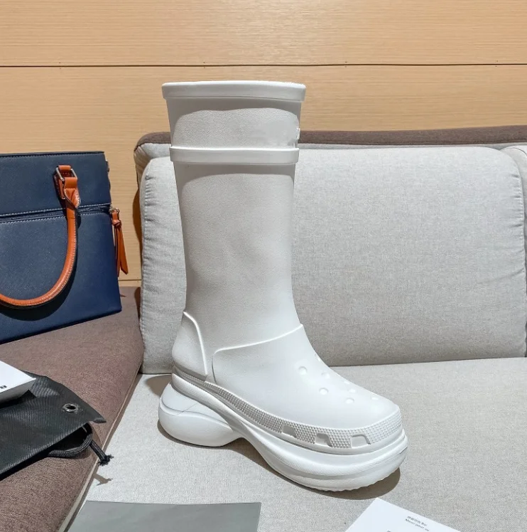 2024 Autumn Winter New Water Boots For Women Thick Bottom Non-slip Hole Shoes Rain Boots