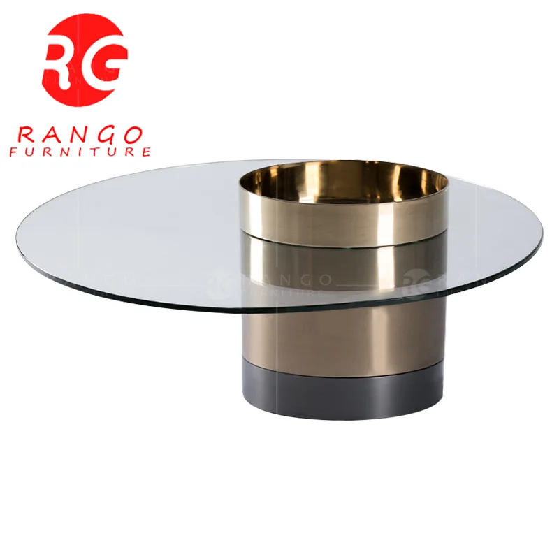 RG01 2022 Modern design stainless steel leg marble and silver coffee table living room furniture
