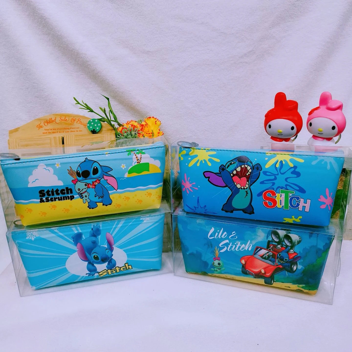 New stitch cartoon cute leather cosmetic bag pencil case lovely ladies girls gift