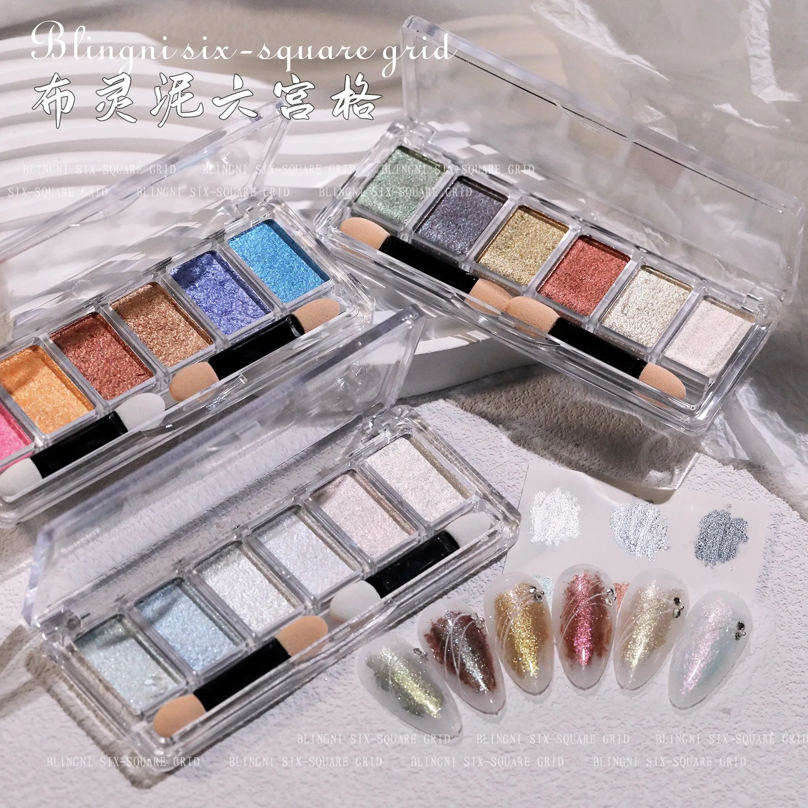 6 colors/set Mirror Nail Art Powder Metallic Nail Glitter Chrome Dust  Flakes Pigment Nail Art Decor Tools