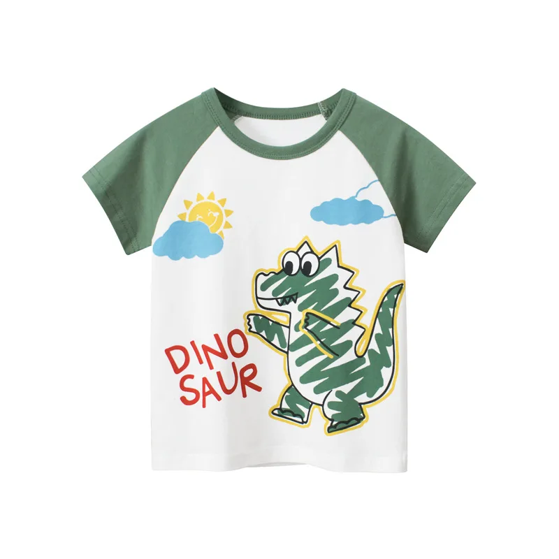 Boys Dinosaur T-shirts Cartoon Printed Girls Tees Children Tops Short-sleeve Clothing for Summer Kids Outfits