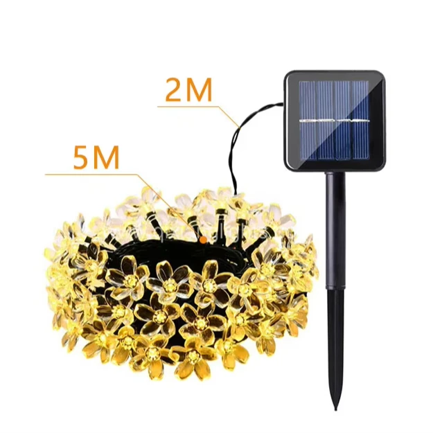Solar Sakura Light 50 LED 8 Modes Flower Fairy Lamp LED Cherry Blossom Lights Outdoor Decoration Solar String Lights