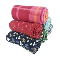 China OEM 100% polyester king size picnic blanket plaid polar fleece