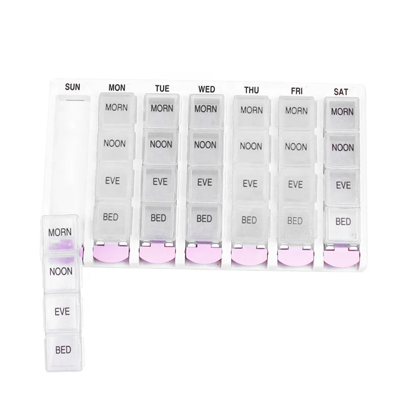 Pill Capsule Container Pill Box Custom Medicine Boxes Portable Pillbox Pills Container For 7 Days 28 Compartments to Hold Drug