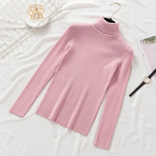Custom Wholesale Solid Color Autumn Winter Turtle Neck Knit Sweater for Women