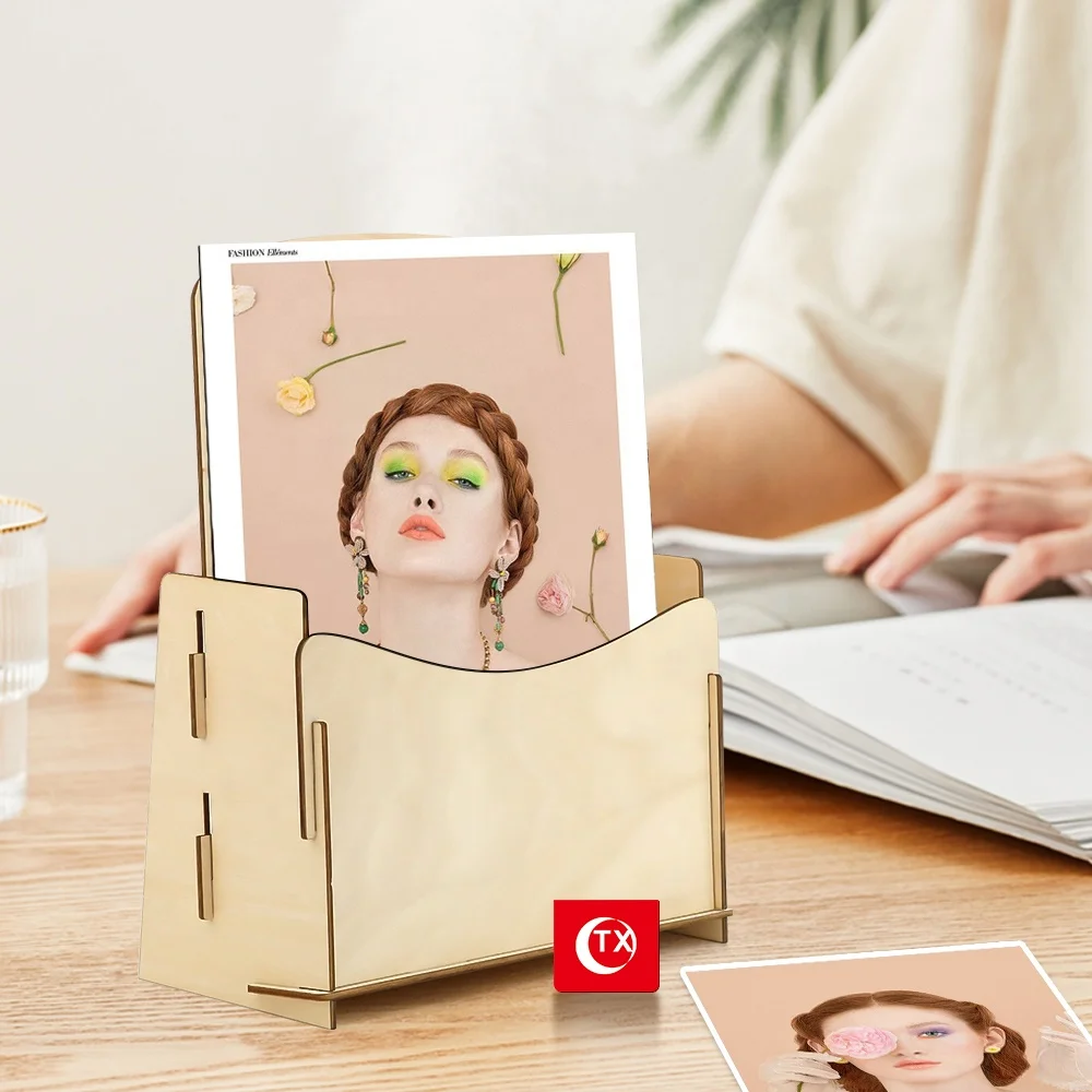 TX Tabletop Countertop Wooden Leaflet Holder Brochure Display Stand Brochure Rack For Holding Magazine Holiday and Greeting Card