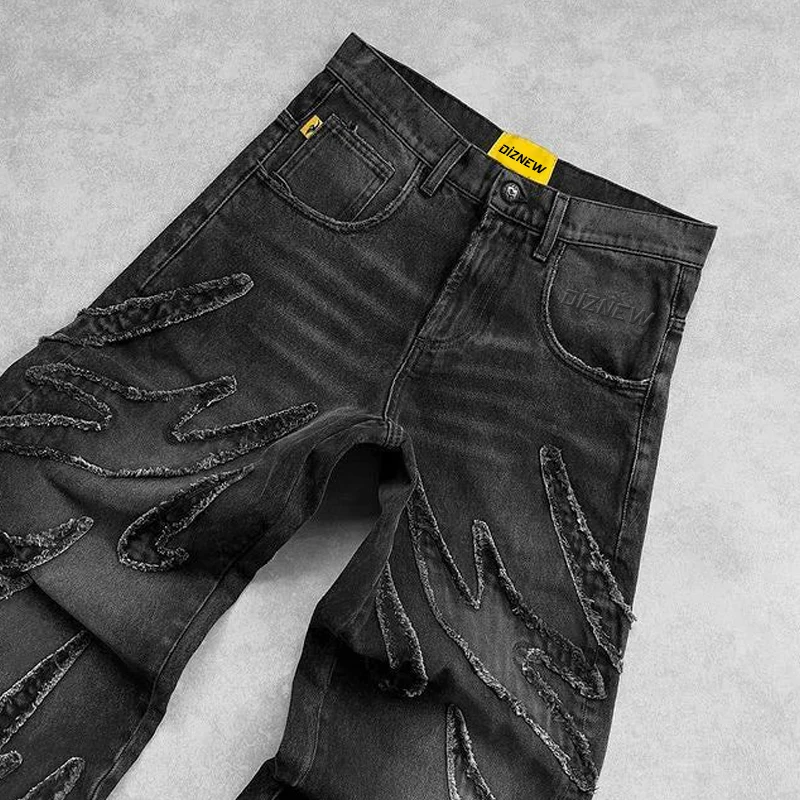 DIZNEW Jeans manufacturer Custom baggy Jeans men High quality y2k black jeans for men High Street