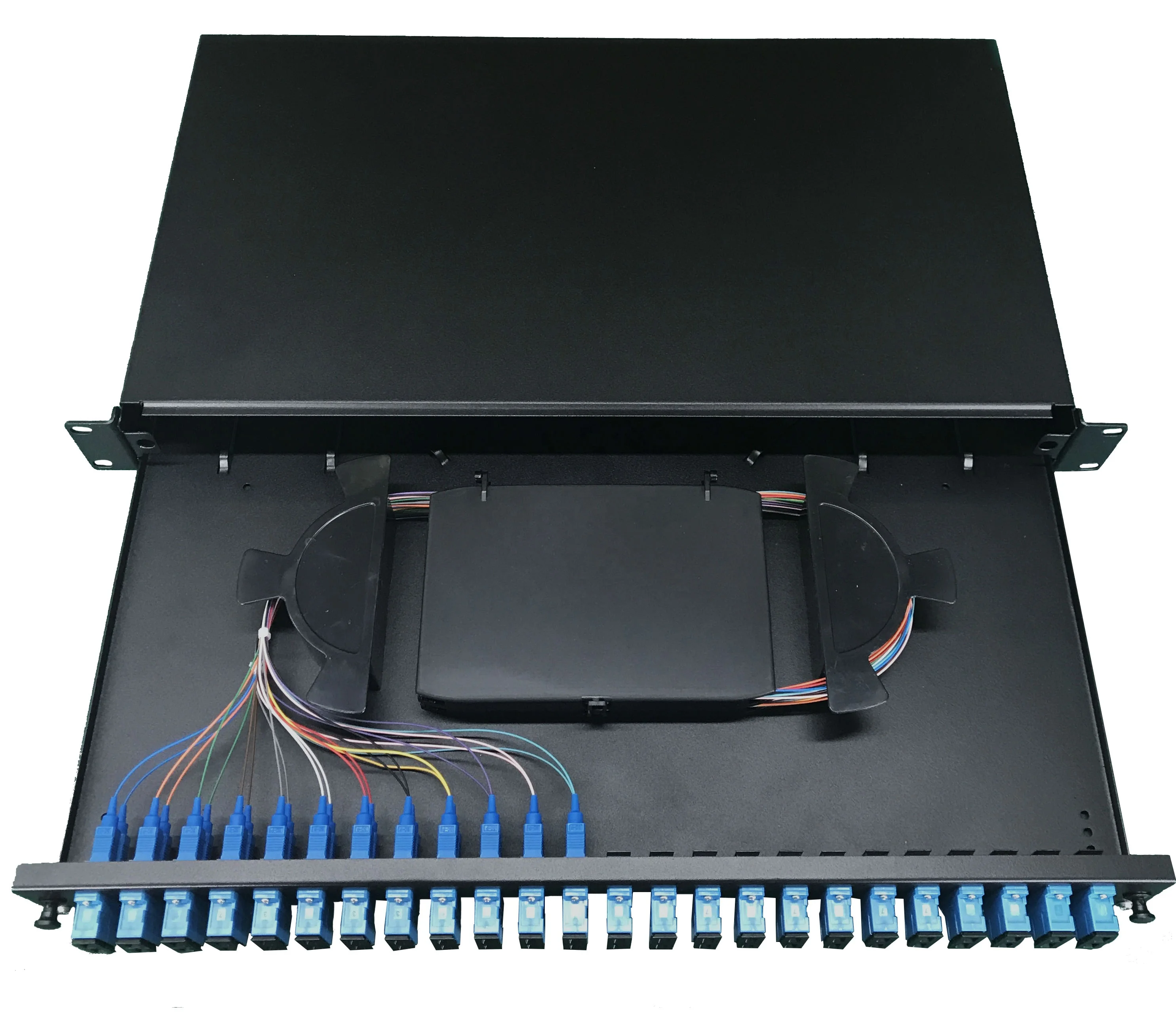 FTTH ODF COLD ROLL STEEL  1U 24 ports 19 inch rack mount 12 24 odf fiber optic patch panel