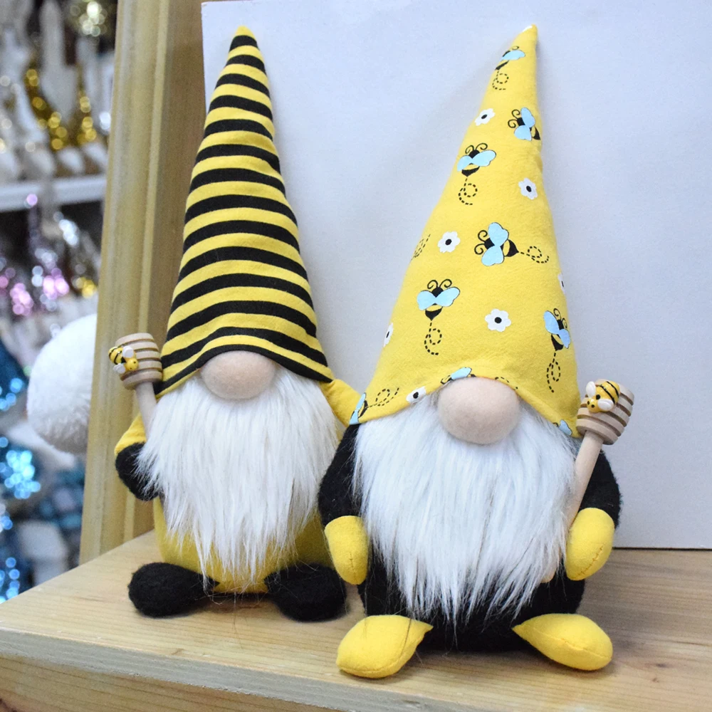 Family Honey Bumble Bee Gnomes Summer Decoration Holiday Yellow Plushy Gnome Fabric Doll Seasonal Ornament Plush Gnomo for Home