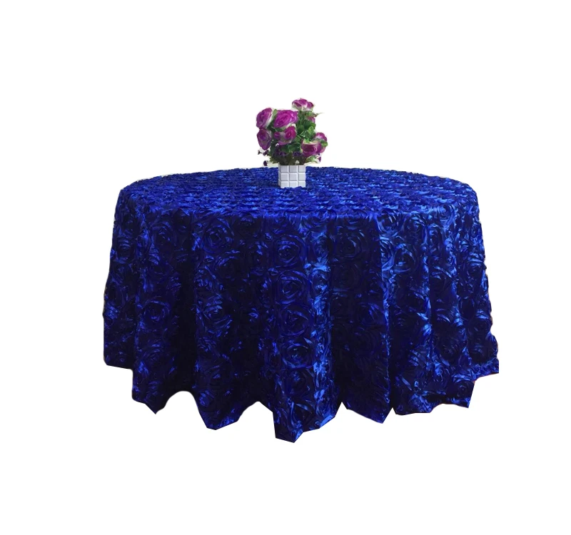 Hot Sale Beautiful Luxury  3D Embroidered  floral wedding  Table Cloth rosette satin flower  tablecloth