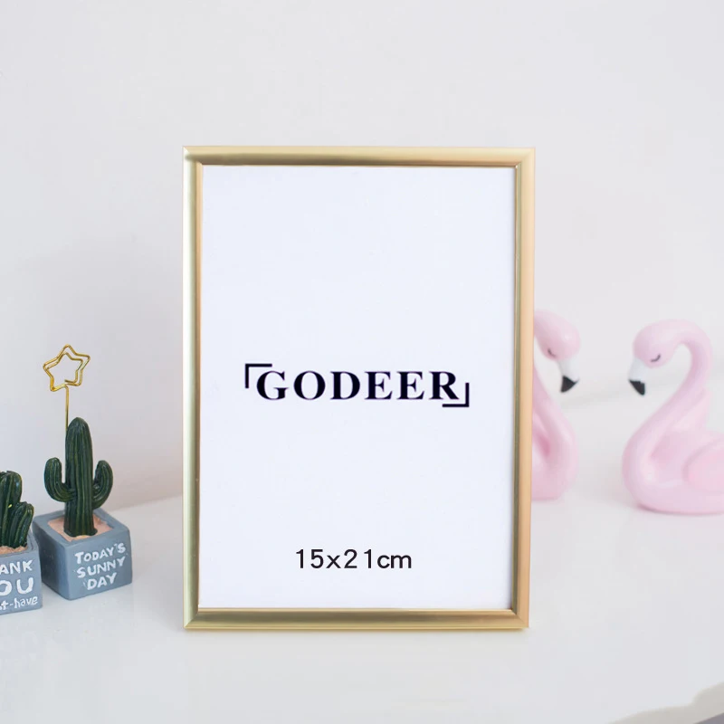 
Custom Nordic Ins Style Golden Decorative Wall Poster Frame Wire Drawing Oxidation Frosting Process Picture Frame Set Aluminum 