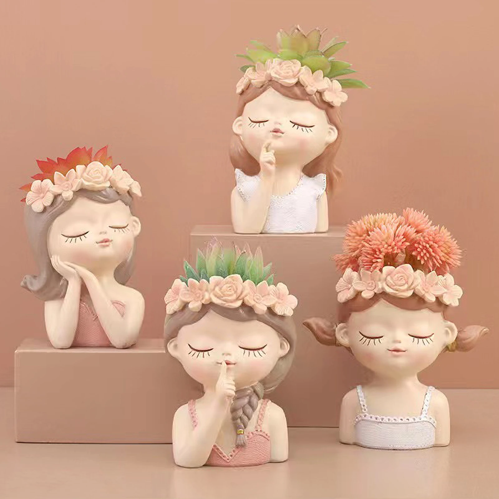 Fengzhi Factory Creative Modern Style Fairy Resin Tabletop Small Flower Pot Micro Landscape Green Plant Ornaments