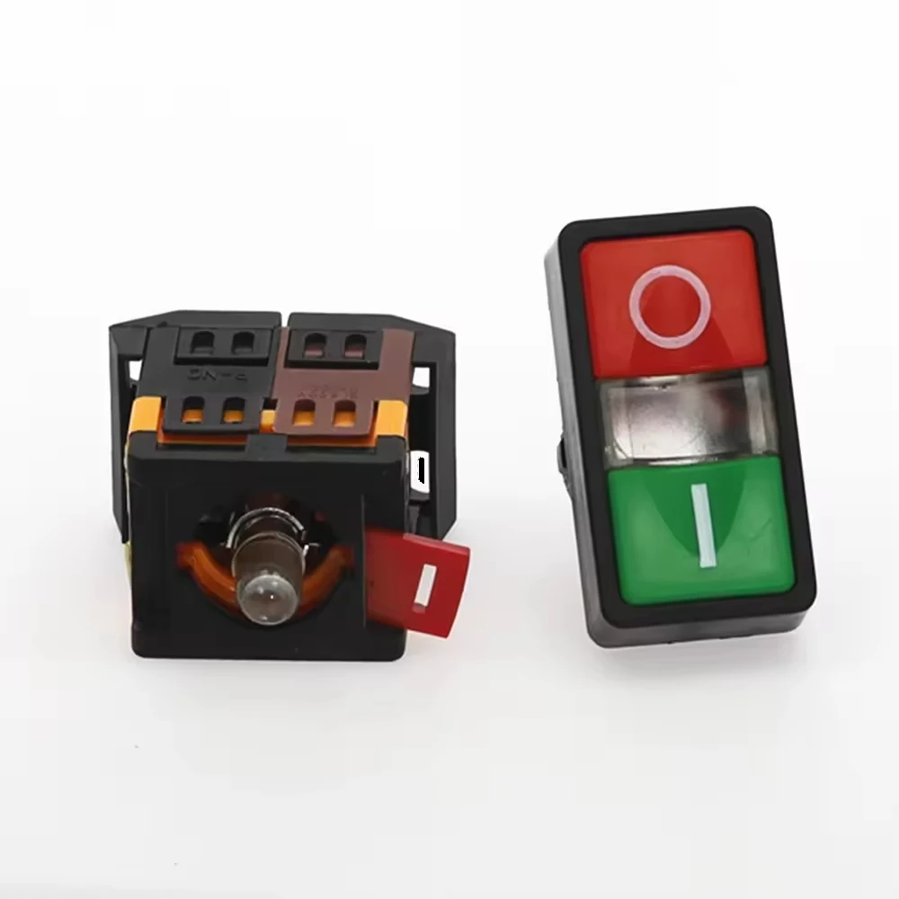 25N Start-stop Double Push buttons Switch With LED Lamp(Mounting hole 22mm 25mm)(DC 12/24/36 V AC/220/380V)