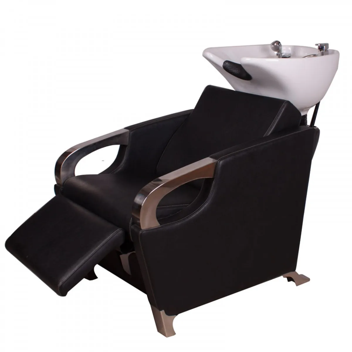 High-End Shampoo Chair Barber Shop Special Stainless Steel Semi-Horizontal Ceramic Deep Basin Hair Salon Flushing Chair