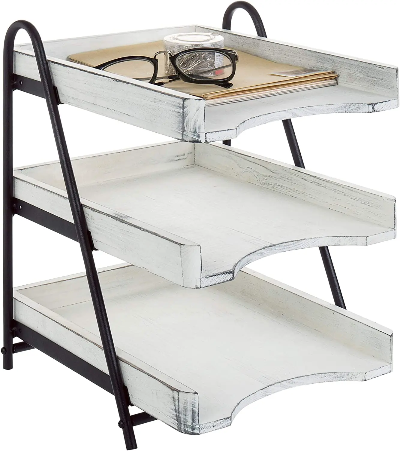3-Tier Office File Folder Desk Organizer Rack Table Accessories Makeup Fixed Storage Shelves & Units Organizer