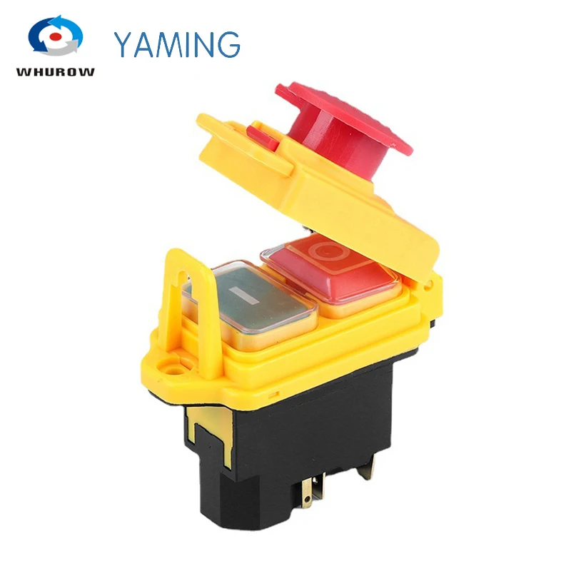 Electromagnetic Switch 5 Pin 220V ON-OFF Momentary Reset Push Button With Cover IP55 Waterproof YCZ3-C Replace KJD17