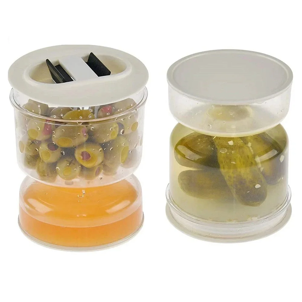 Pickle and Olive Hourglass flip jar Dry and Wet Juice Separation Kimchi Separator Jar Container with Strainer Airtigh