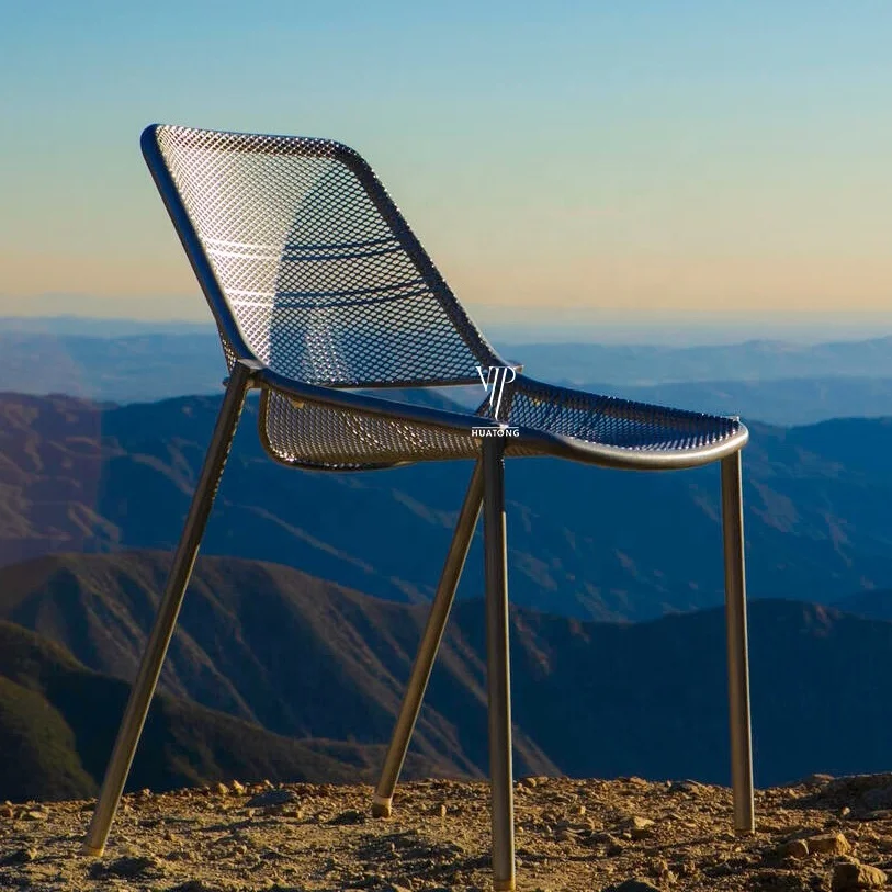 Набор алюминиевых металлических столов для улицы, 3 шт., столы для кафе, ресторанов и сетчатые железные стулья