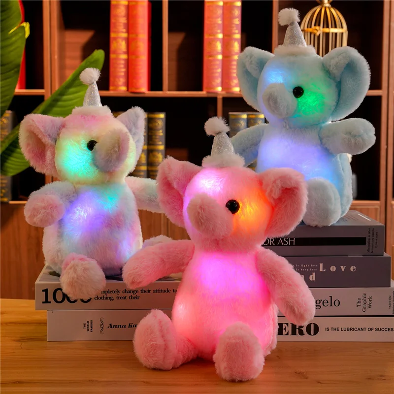 OEM Kids Toys Led Musical Light Up Rainbow Elephant Stuffed Animal Singing Plush Soft Toys Elephant with Music