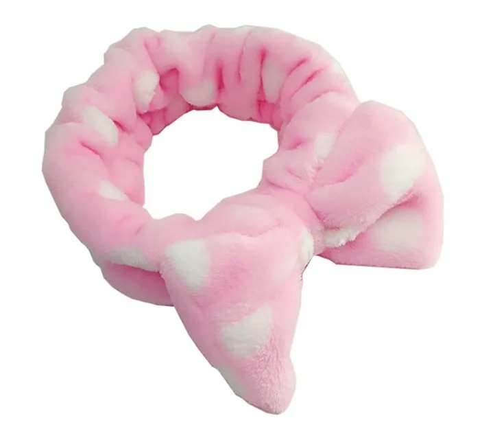 Facial Makeup bow  knot head wrap Soft Coral Fleece Cosmetic Headband for Women Girls Bow Hair Band Head band