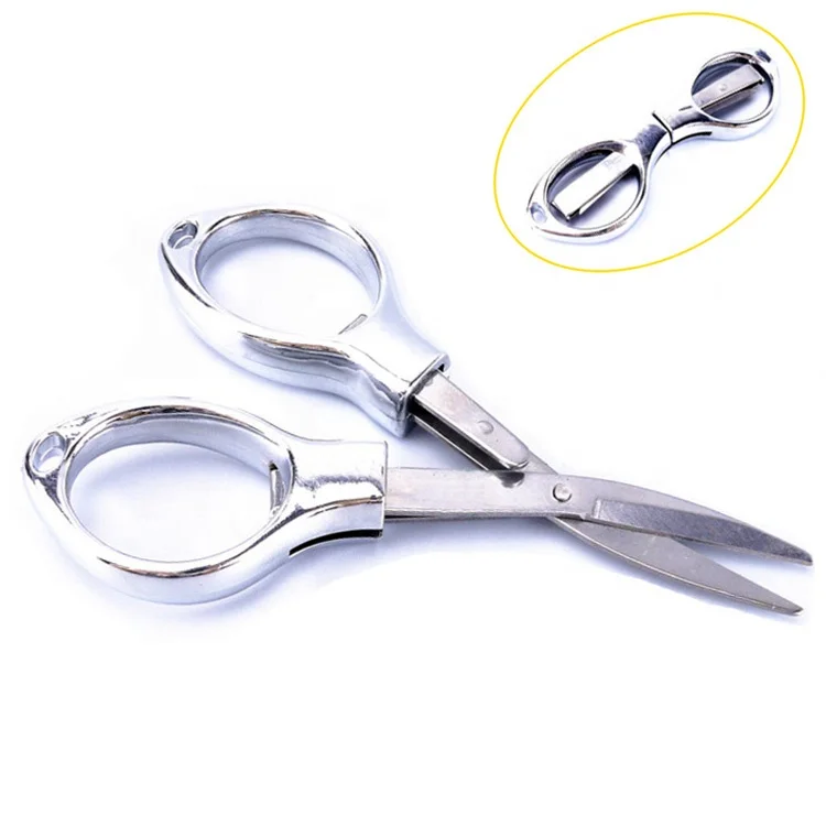 Mini Folding Travel Scissors Silver Color Multifunctional key chain pocket Fishing Scissor