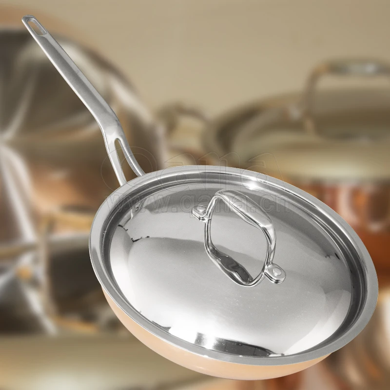 QANA Factory Wholesale OEM copper pot Cookware Sets pans pot Kitchen Tools soup & stock cooking pot frypan nonstick