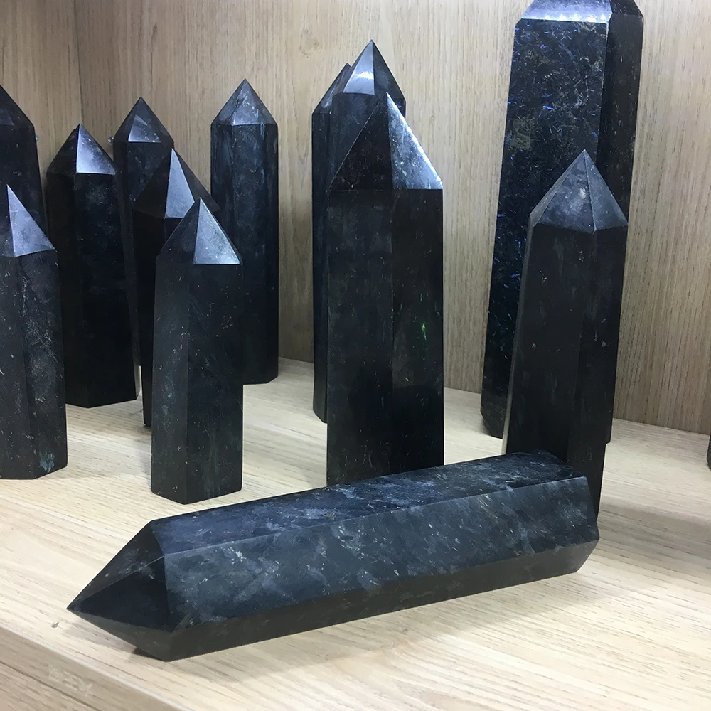 Wholesale Firework Stone Point Arfvedsonite Quartz Crystal Wand Towers for Business Gift