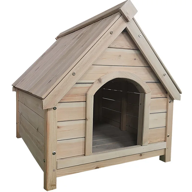 Dog House Wooden Damp Proof Dog Cage Pet House Kennel Sheds Rain Proof and Heat Insulation Outdoor Natural Wood Fashion