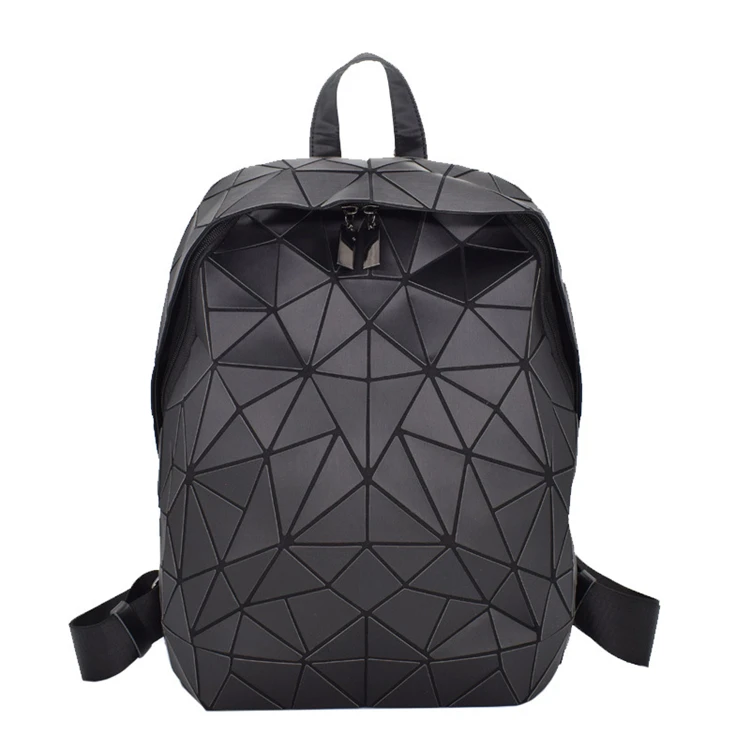 mini checkered lattice college luminous geometric leather backpack for girl 2023