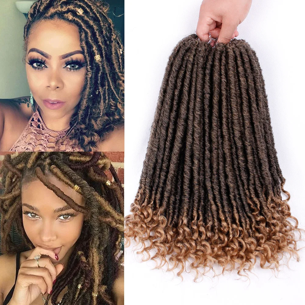 Passion Twist 18 Inch Straight Goddess Locs Synthetic Spring Twist Kinky Ombre Crochet Braiding Hair Extensions For Afro Woman