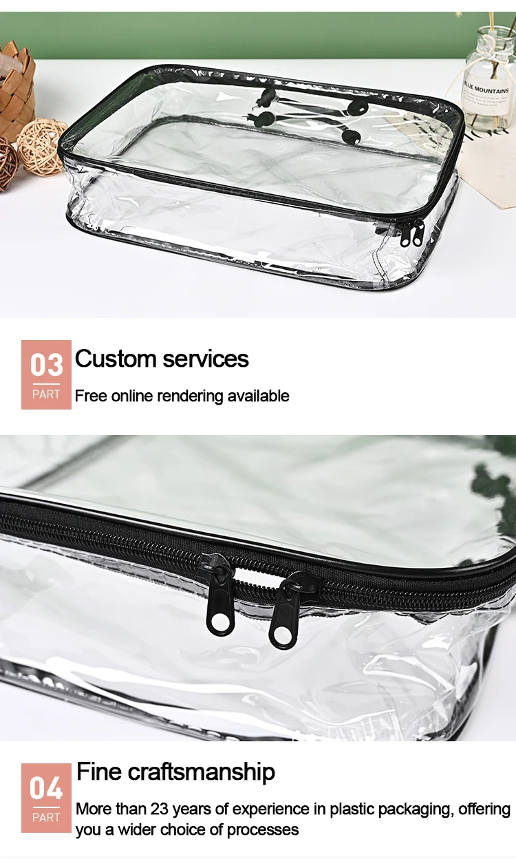 T1 Custom Plastic packaging bag with zipper for blanket and bedding sets of 4 pieces Transparent pvc bag