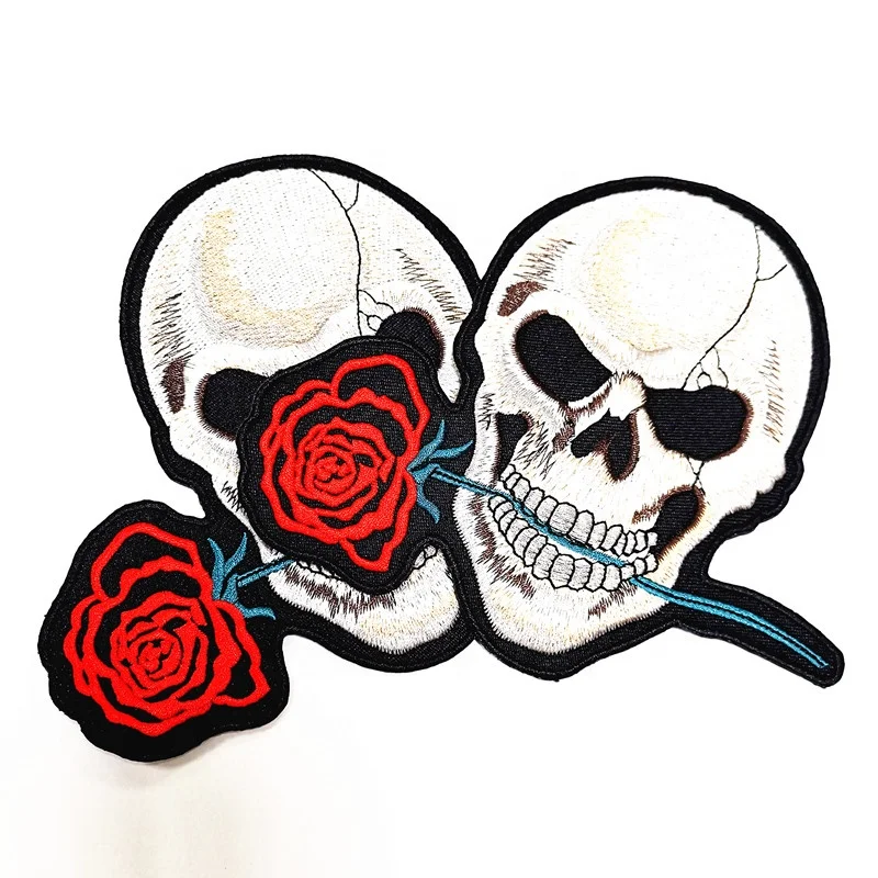 Custom Design Embroidery High Quality Skull logo Biker Motorcycle Patches