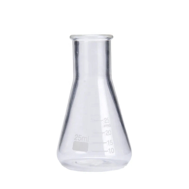 Лабораторная посуда боросиликат 25 мл коническая колба Erlenmeyer прозрачное