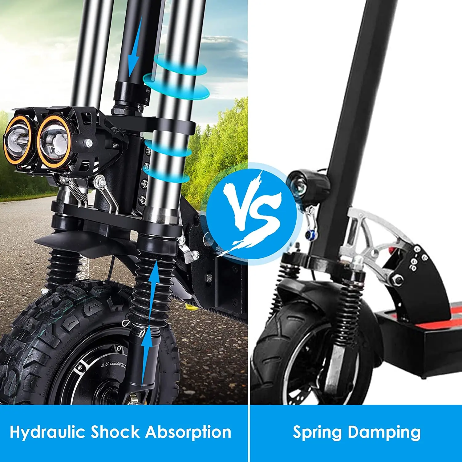 11' Tire 60V33Ah Battery Dual Motor Top Speed 80-85km/h Foldable Double Suspension Portable Off-road Electric Scooter with Seat