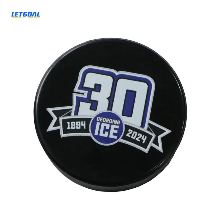 customized logo printed wholesale durable rubber ice hockey pucks