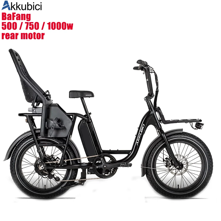 Akkubici 2022 woman 20inch electric bicycle for delivery cargo trekking bafang motor snow step thru ebike 750 1000 watt cycle