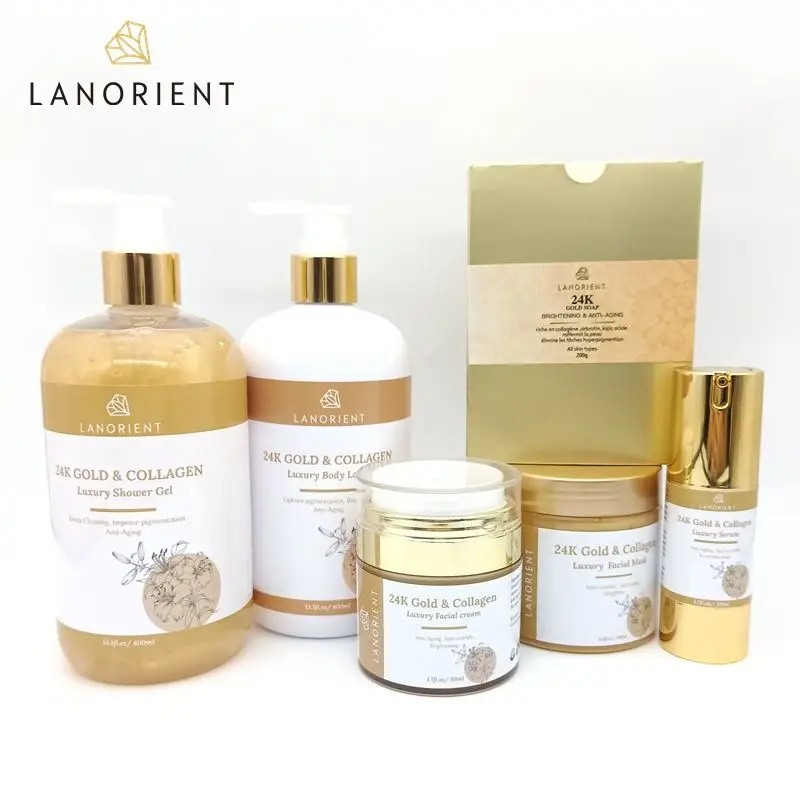 Facial Skin Care Set 24k Gold Skincare Whitening Cream Cosmetic Women Skin Care Product Moisturizer Anti Wrinkle Skincare Kit