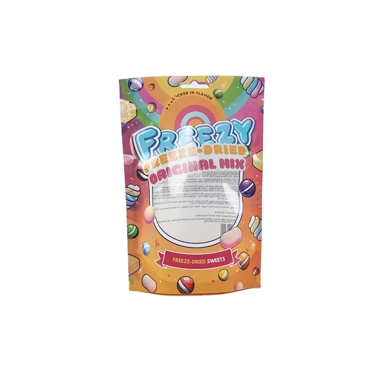 Custom printed mylar  recyclable stand up pouch candy food packaging 100g 150g 200g tea pouch 3.5g mylar ziplock bag with window