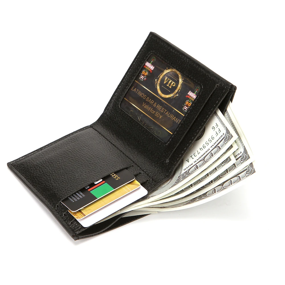 CUIKCA Lychee Pattern PU Leather Men Wallet Small Short Mini Slim Wallet Purse Business Credit Card Holders ID Package Card Case