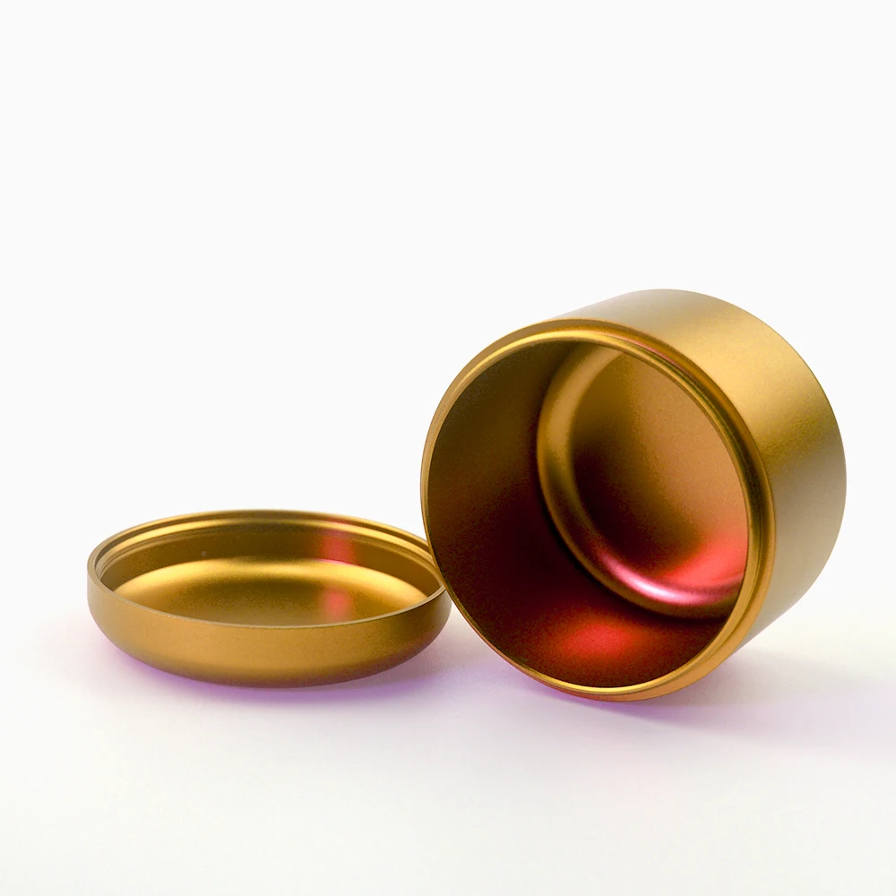 White Smell Proof Aluminium Round Herb Airtight Container Storage Boxes Metal Jar with Lids