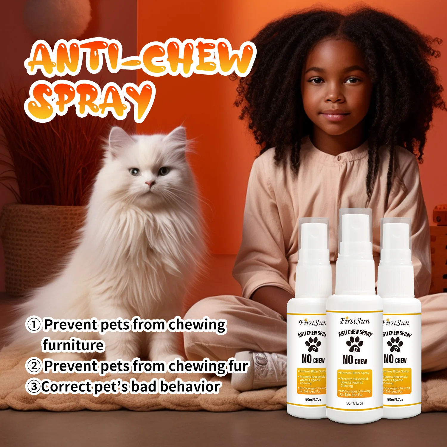 Private Label Stop Biting Anti Chew Extreme Bitter Spray for Dogs Cats Rabbits Safe for Furniture