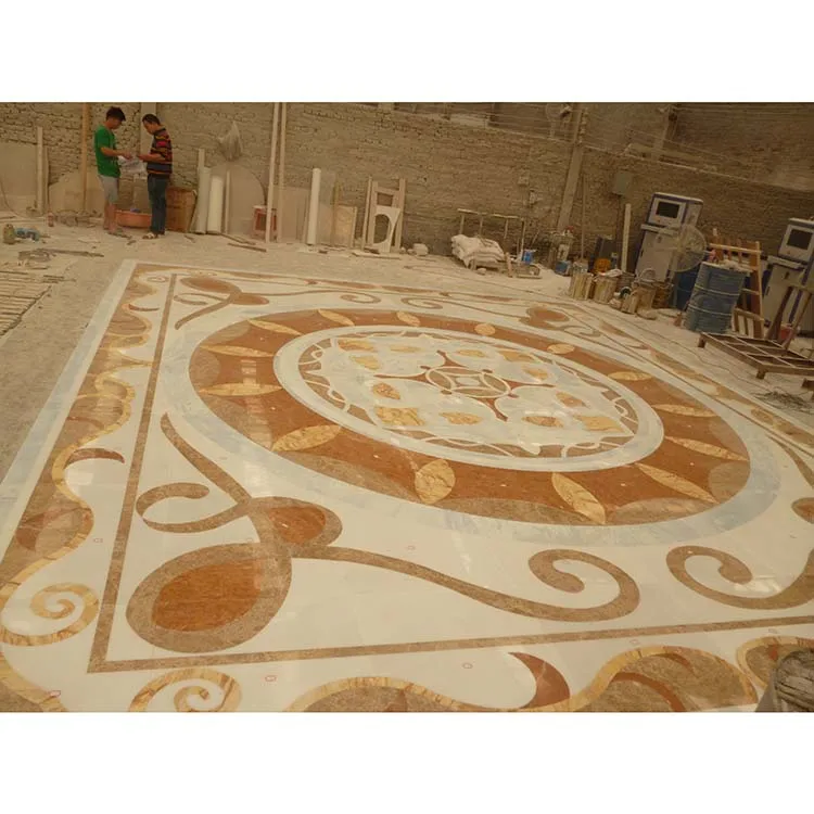 Waterjet Medalion Floor Tiles Square Parquet Marble Mosaics Villa Hall Decoration Graphic Design Available